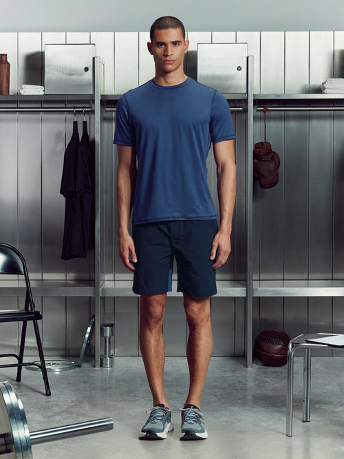 Active Colour Block Short in Navy Steel Blue