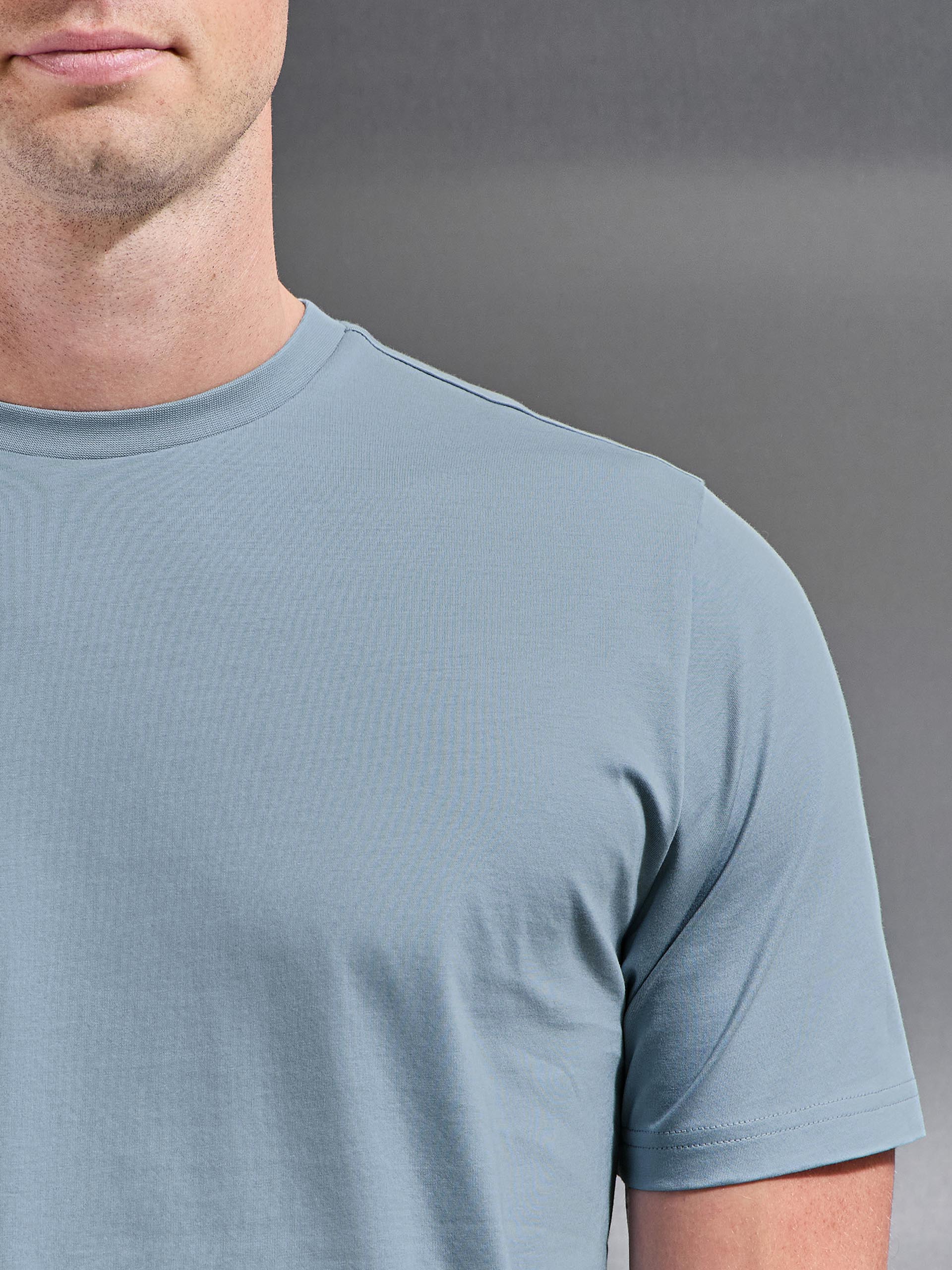 Mercerised Cotton T-Shirt in Light Blue