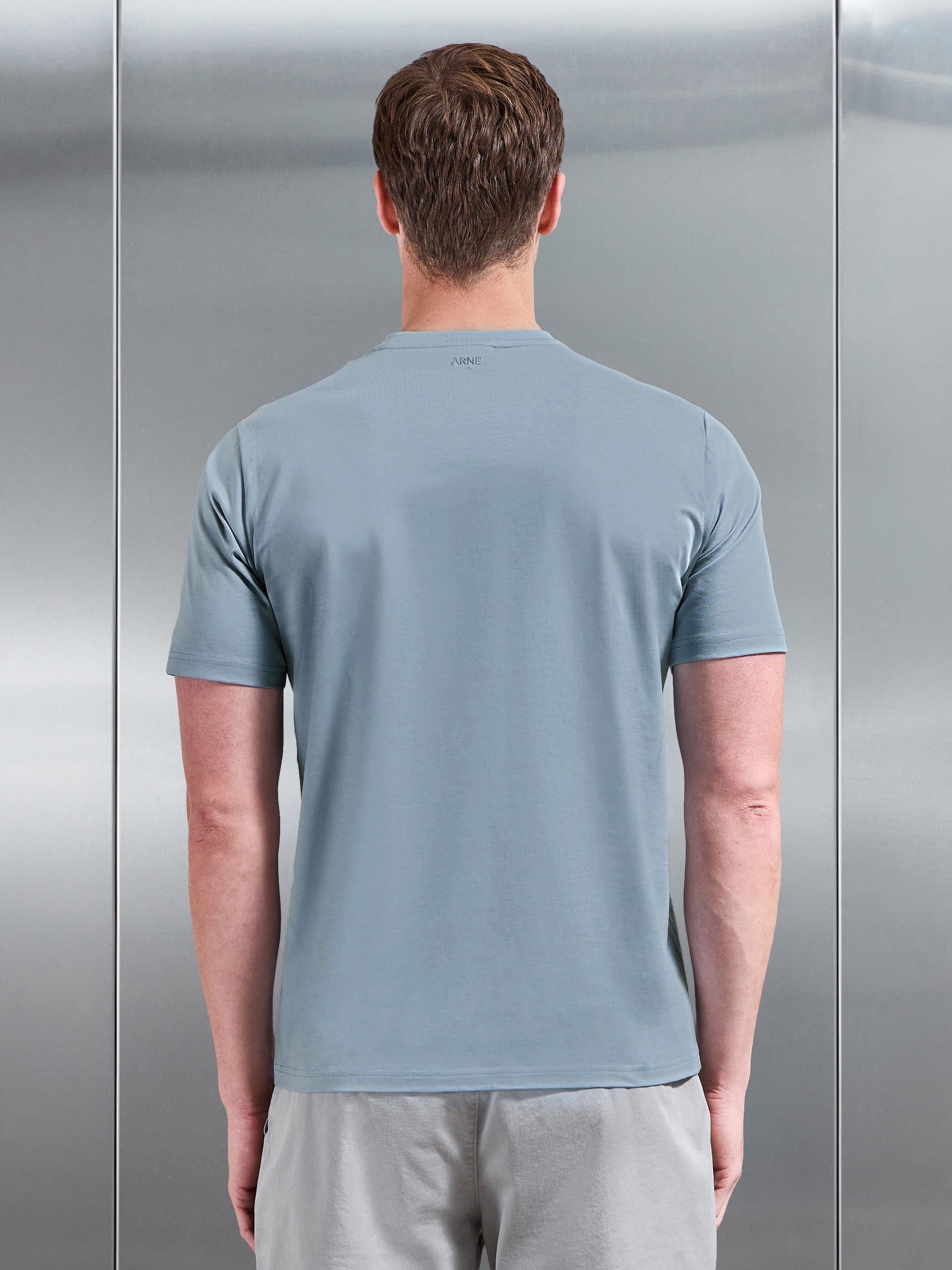 Mercerised Cotton T-Shirt in Light Blue