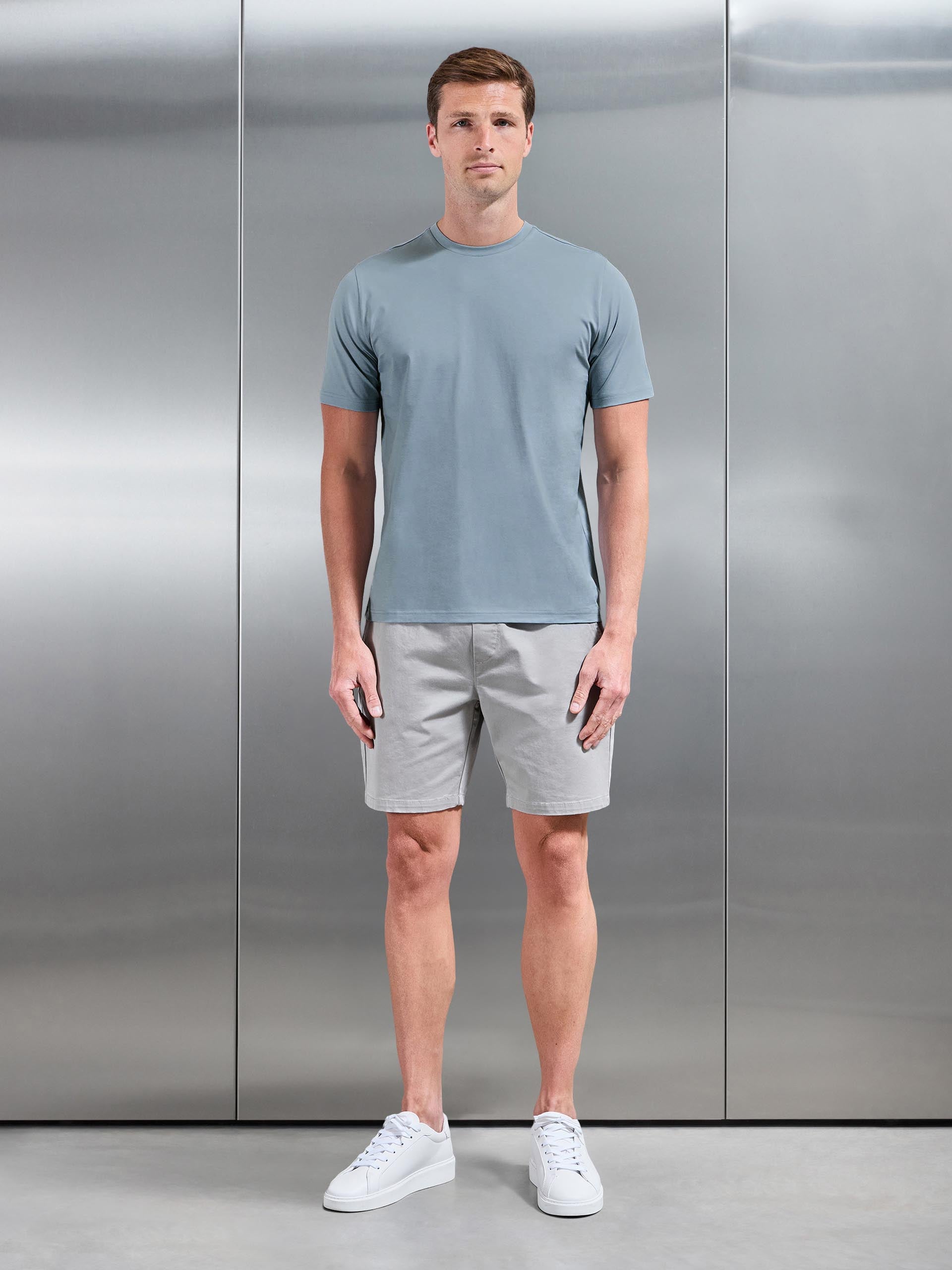 Mercerised Cotton T-Shirt in Light Blue