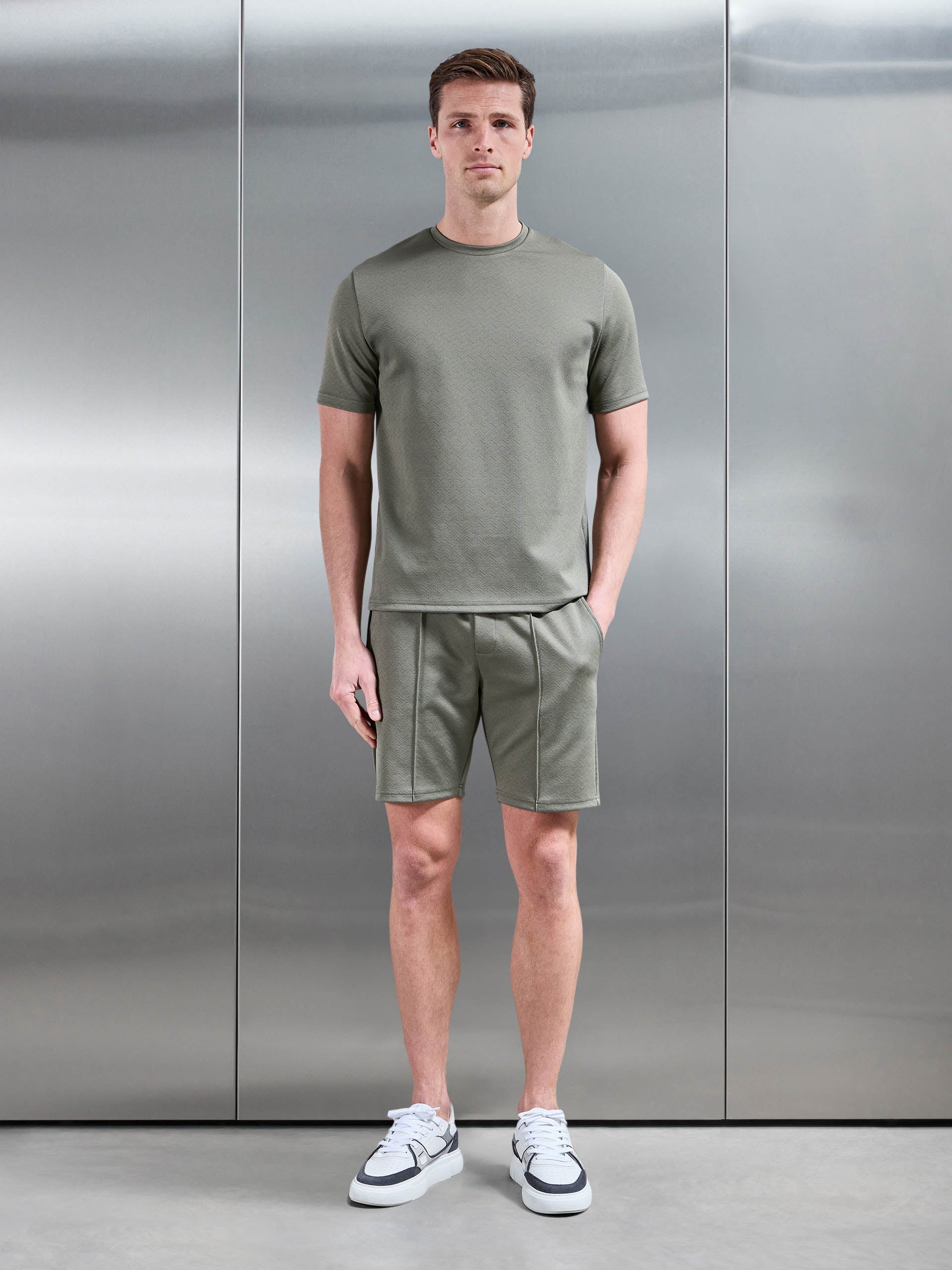 Textured Interlock T-Shirt in Sage