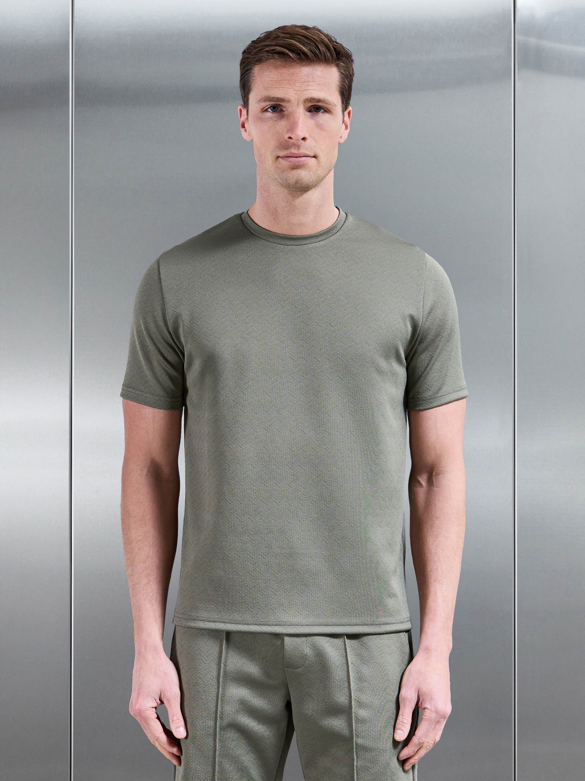 Textured Interlock T-Shirt in Sage