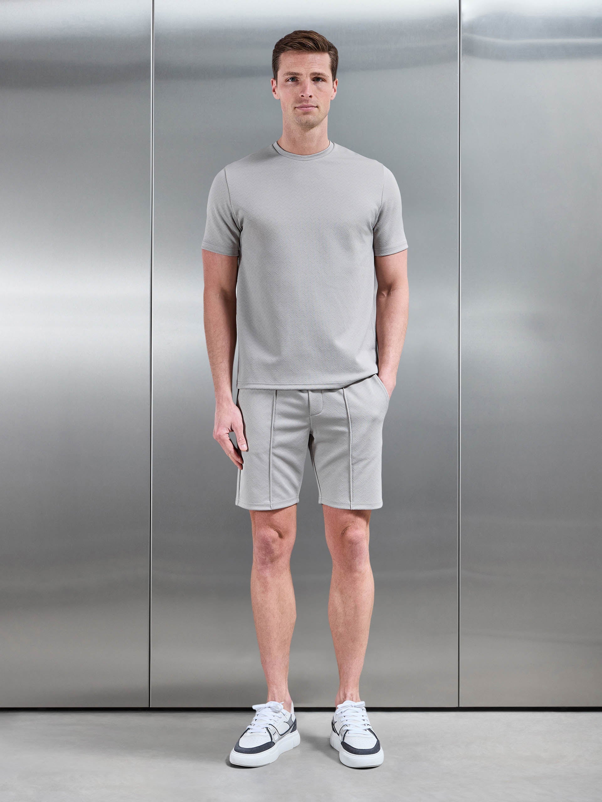 Textured Interlock T-Shirt in Stone