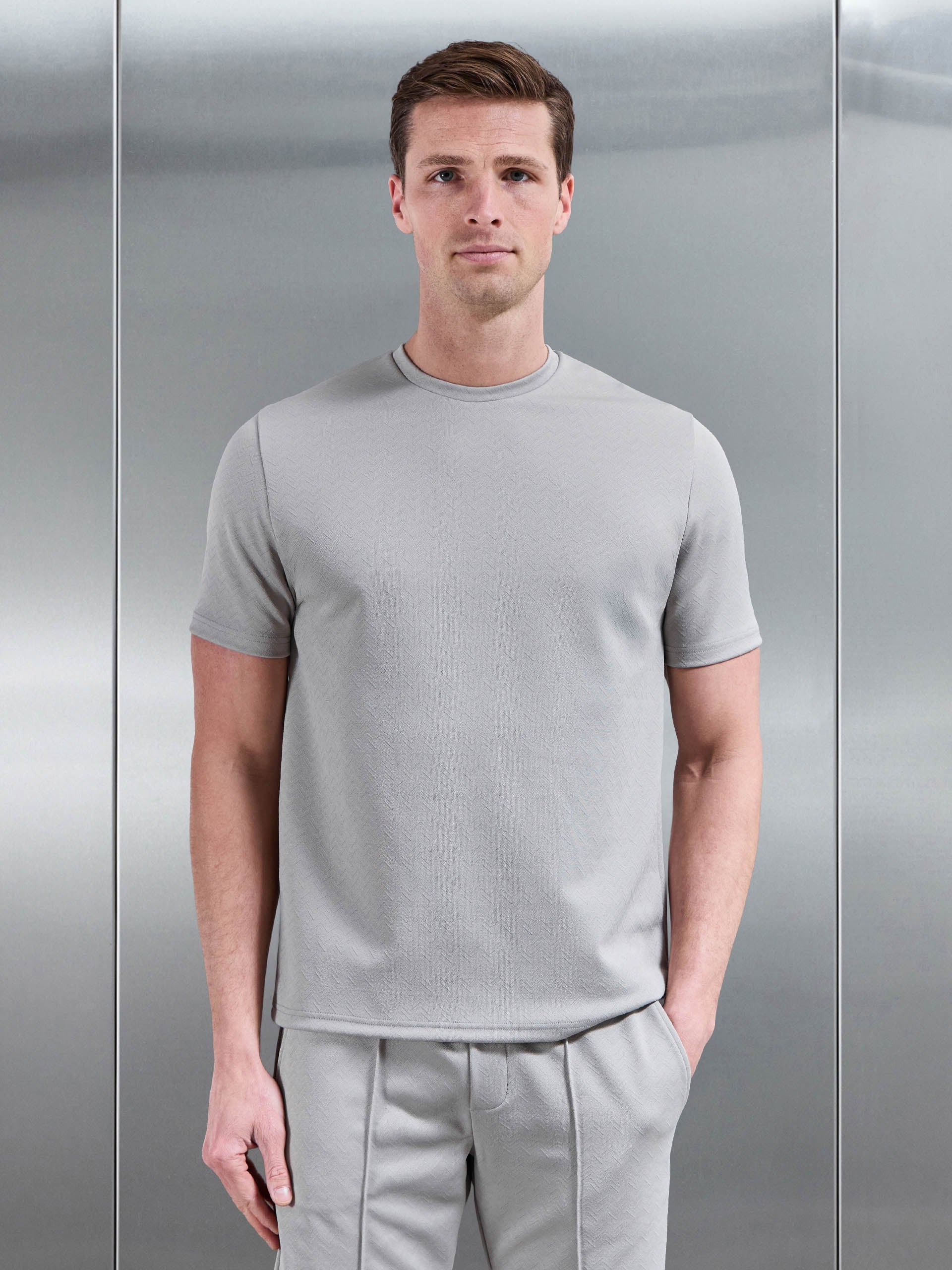 Textured Interlock T-Shirt in Stone