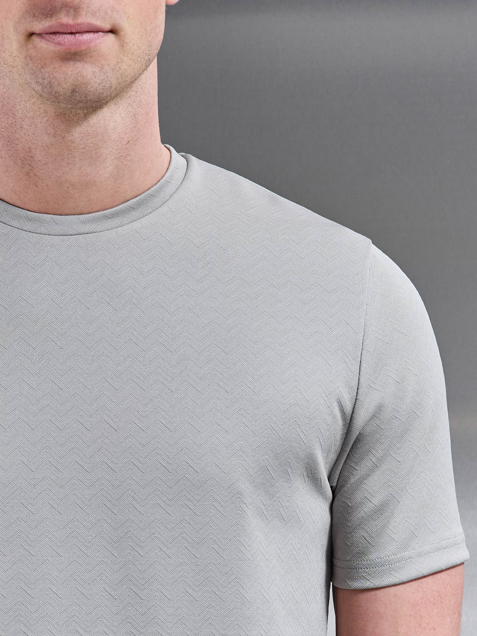 Textured Interlock T-Shirt in Stone